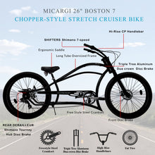 Load image into Gallery viewer, Micargi Boston 7 Stretch Beach Cruiser Bike