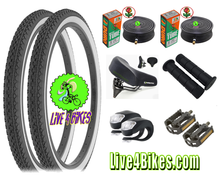 Load image into Gallery viewer, Beach Cruiser Makeover Combo Set Kit  - Tires - Seat - tubes - Grips - Pedals - Lights