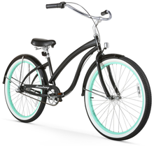 Load image into Gallery viewer, Firmstrong Bella Fashionista 26" 3-Speed Women's Beach Cruiser Bike - Black With Green Rims