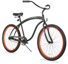 Load image into Gallery viewer, Firmstrong Bruiser Prestige 26" Men's Beach Cruiser Bike - Matte Black With Orange Rims