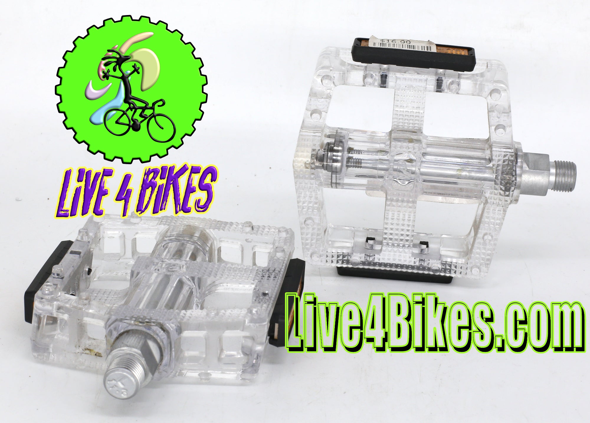 bmx flat pedals Clear BMX Platform Wide Pedals 9/16"