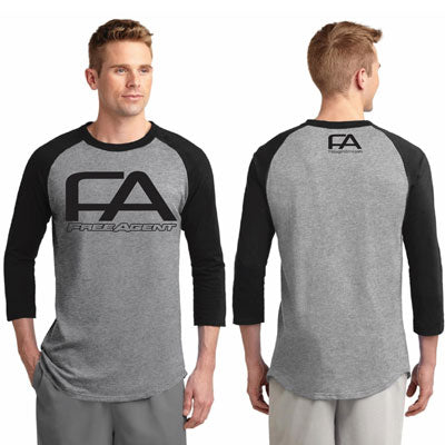 F/Agent T-Shirt, Baseball Lrg Heather Gray/Blk Sleeve Baseball Tee  Apparel