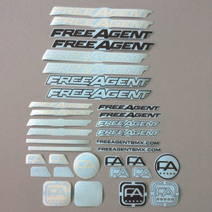 Free Agent Frame Decals,34Qty Consumer Bike Decals Blk/Wht Frame Sticker Pack Free Agent Merchandis