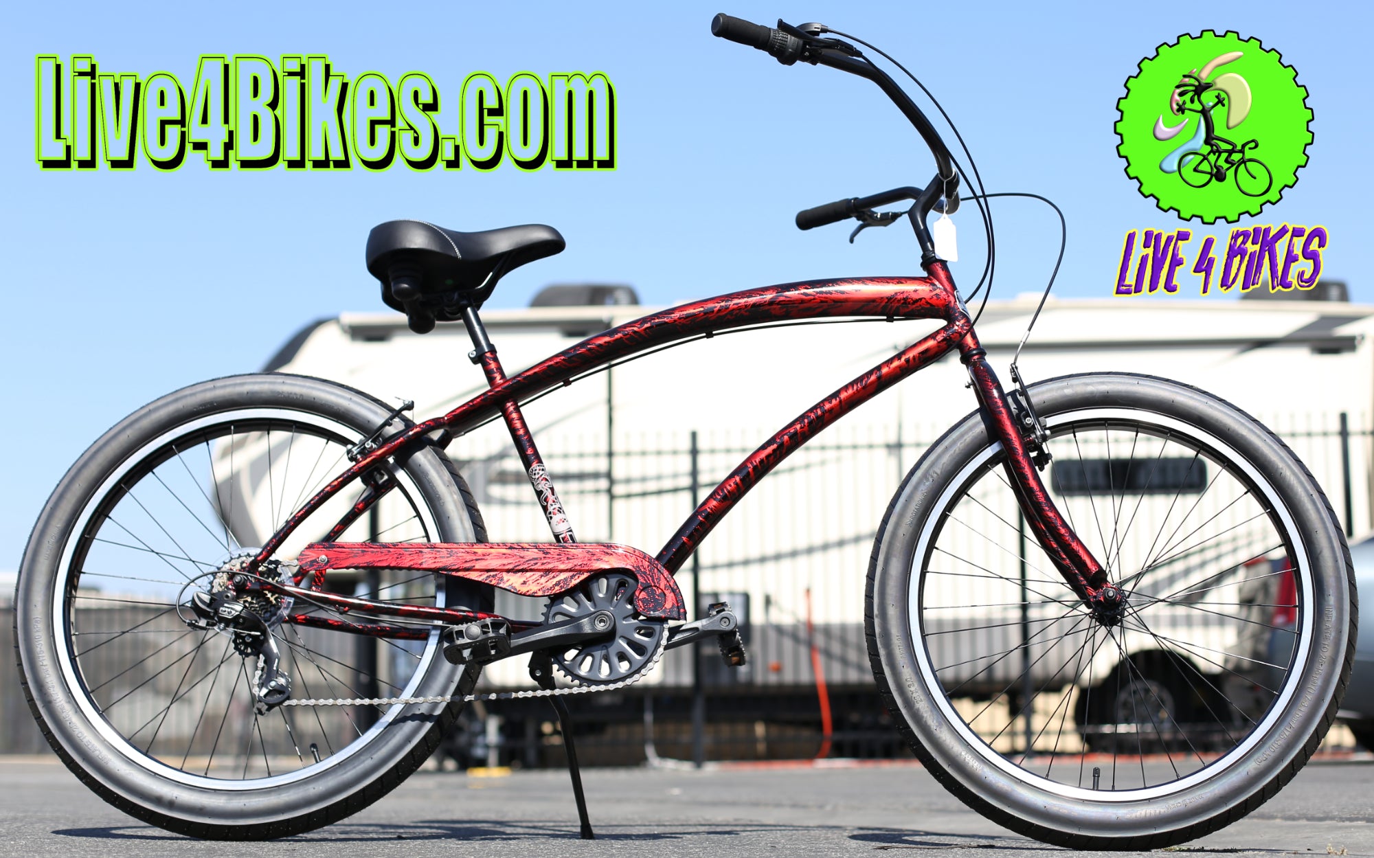 Golden Cycles Cobra 7 speed Red Rampage Beach Cruiser 26x3.00