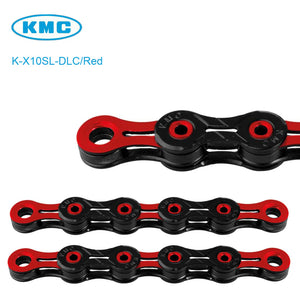 KMC DLC 11 Speed 1/2"x11/128 Bicycle Chain Red Road - Mountain - Live 4 Bikes
