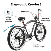 Load image into Gallery viewer, Micargi Largo GT7 26" Beach Cruiser Bike 7-Speed