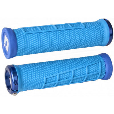 Odi Elite Flow Lock-On Grips Light Blue With Blue Clamps Elite Flow V2.1 Lock-On Odi Gripstape