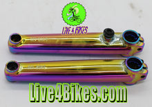 Load image into Gallery viewer, BMX Cro-mo Crank Arm Set 170mm  Oil Slick.