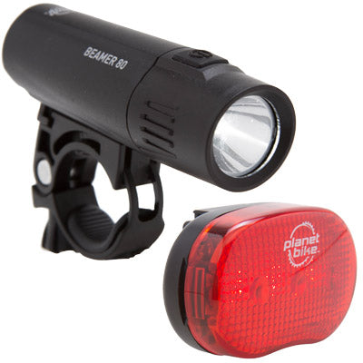 P-Bike Hl/Tl Bmer80/Blinky 3 Combo Light Set Beamer 80 & Blinky 3 Light Combo Planet Bike Lights
