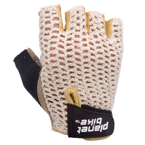 P-Bike Glove,Taurus Large Tan/Blk,Crochet Leather Glove Taurus Planet Bike Apparel