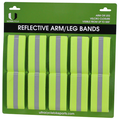 Uc Reflective Leg Bands 10/Cd Yellow 10 On Hang Card Reflective Leg Bands Ultracycle Safety