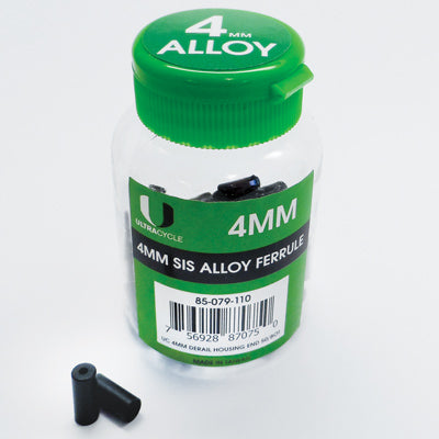 Uc Derailleur Housing End 4Mm Alloy Black 50/Bottle Aluminum Derailleur Housing Ferrules Ultracycle Cableshous