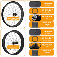 Load image into Gallery viewer, Micargi WH-T752636C 26"x3"x13Gx36H Alloy FAT Rims Wheel Set.
