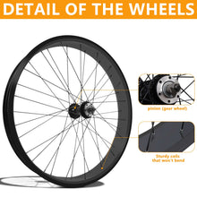Load image into Gallery viewer, Micagi WH-T952636D7 26"x3"x13Gx36H Alloy FAT Rims Set for 26"x3.0,4.0 tire 7-Speed