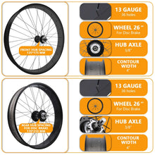 Load image into Gallery viewer, Micagi WH-TR952636RK3 3F/R Wheel Set 26"x4.0 Alloy FAT Rims inter 3-SPEED