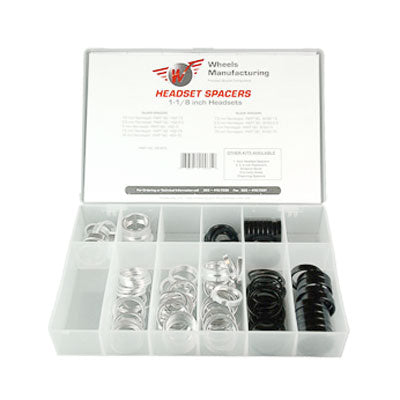 Wmfg H/Set Spacer Kit,1 1/8 105 Pc Assrtd Sil/Blk,1.5-10Mm 1-1/8'' Aluminum Headset Spacer Kit Wheels Mfg. Headsets