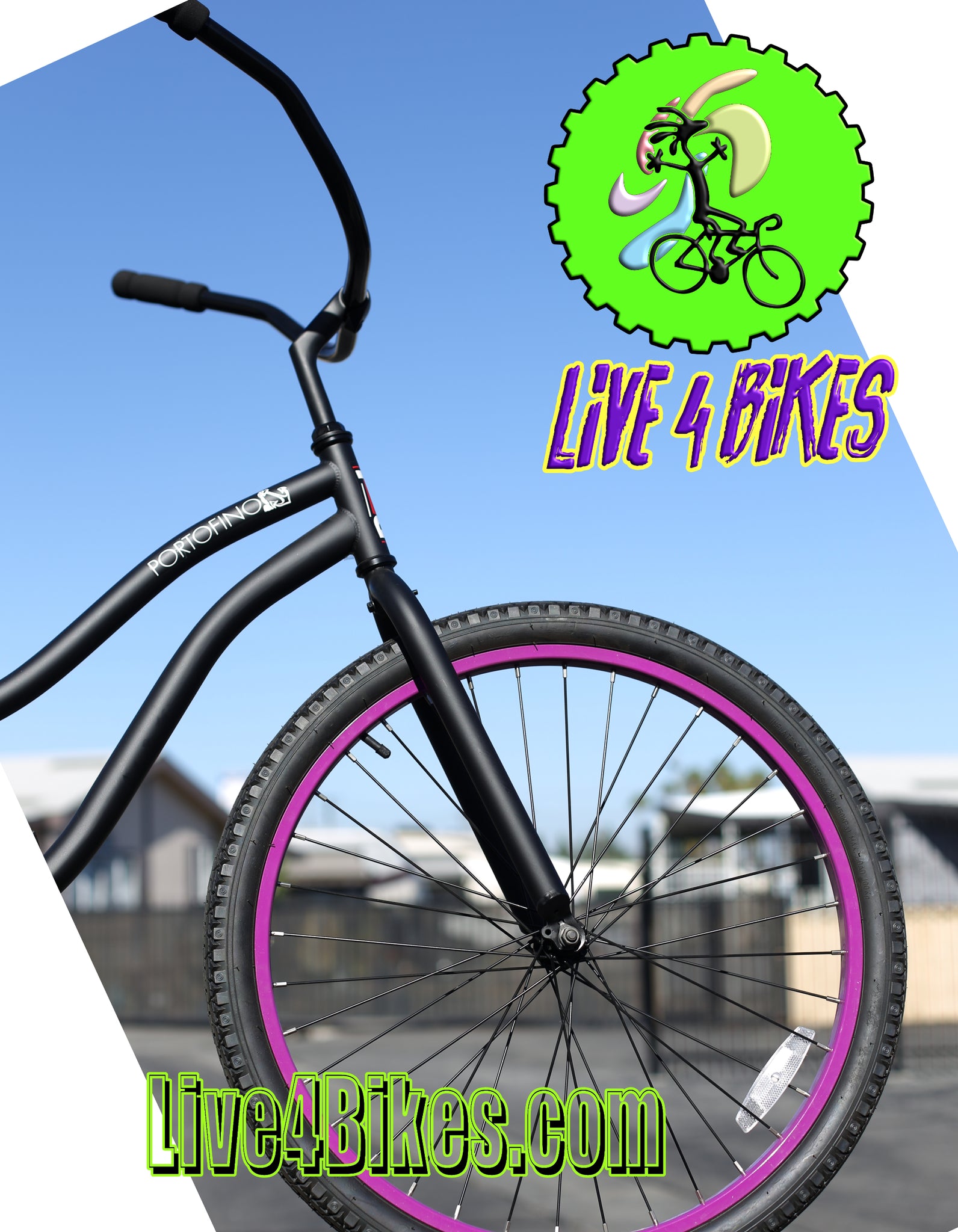 Portofino Womens Beach Cruiser 26 in Black and Purple Live4Bikes