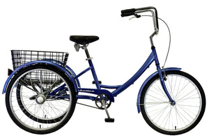 Tricycle 7 Speed Blue Steel  Trike Steel 7 Speed  Adult