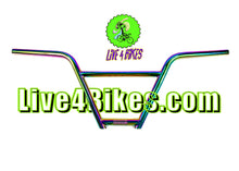 Load image into Gallery viewer, 4 PIece 8.75 &quot; Chromoly BMX handlebar Oil Slick NeoChrome 2 Wheel Gang - Live 4 Bikes