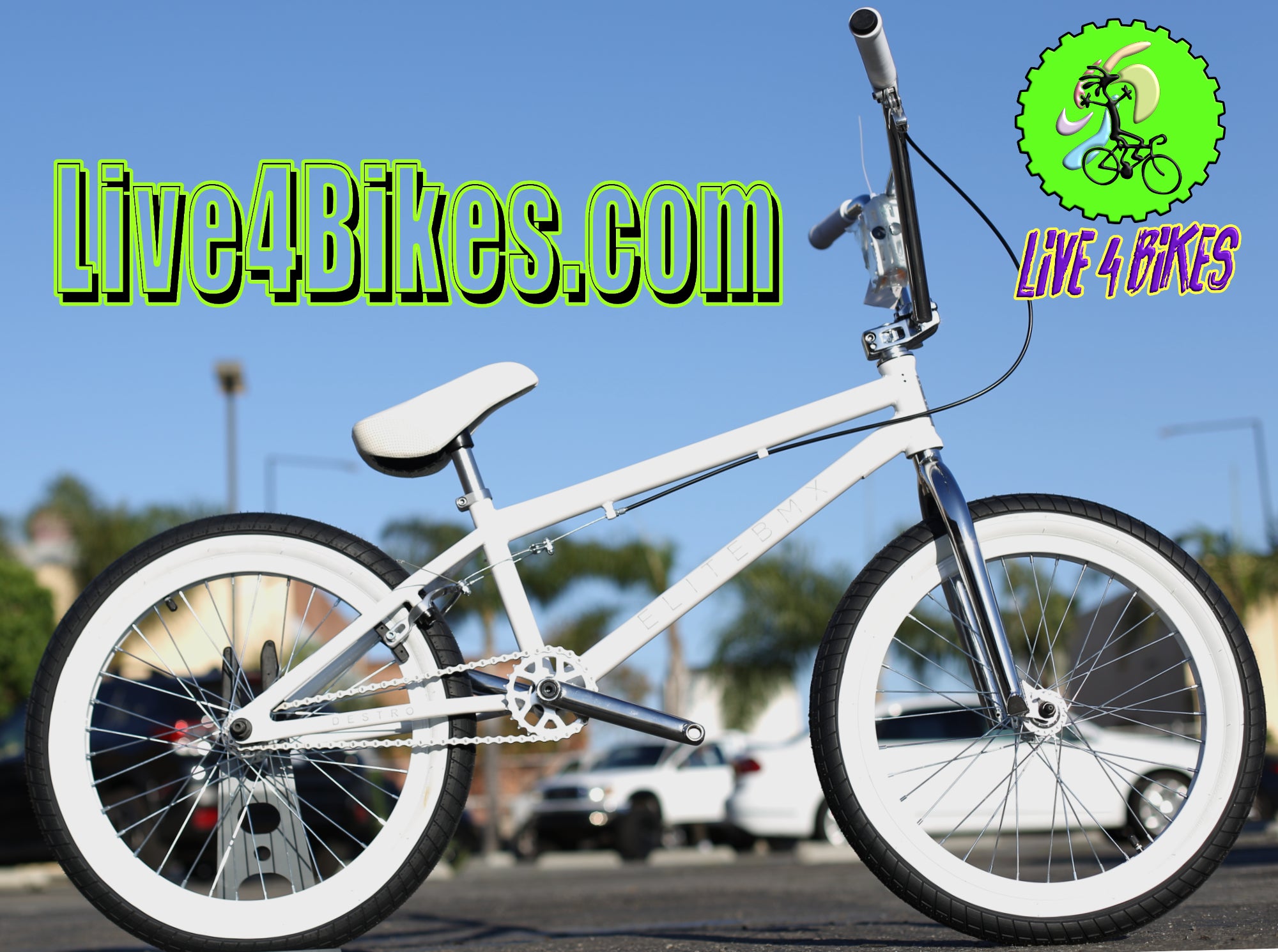 Elite Bmx Destro 20 in Freestyle White Chrome Bike ( Trick, Skate park Bikes ) -Live4Bikes