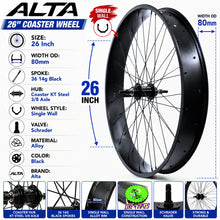 Load image into Gallery viewer, 26 Inch x 80mm Fat Rear Coaster Wheel