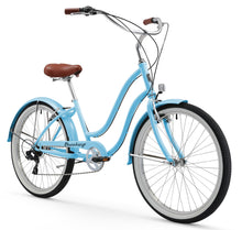 Load image into Gallery viewer, Firmstrong Siren 26" 7-Speed Women's Beach Cruiser Bike - Blue