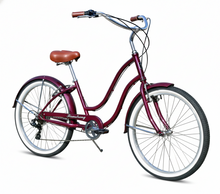 Load image into Gallery viewer, Firmstrong Siren 26" 7-Speed Women's Beach Cruiser Bike - Burgundy