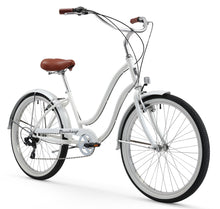 Load image into Gallery viewer, Firmstrong Siren 26" 7-Speed Women's Beach Cruiser Bike - White