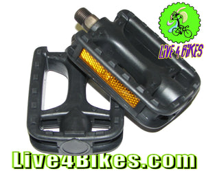 9/16" replacement  Plastic Pedals 9/16 black -Live 4 Bikes