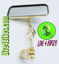 Load image into Gallery viewer, Rectangle Cage Mirror Gold Blue Reflectors.