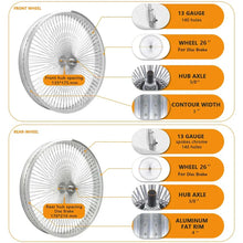 Load image into Gallery viewer, Micargi WH-TR9526140 26"X4"X13GX140H ALUMINUM POLISH FAT RIMS WHEEL SET