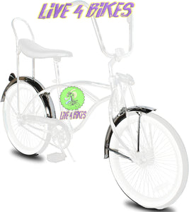 Chrome Beach Cruiser 20in, 20x 2.125 Steel Bicycle Fenders Mudguard - Live 4 Bikes