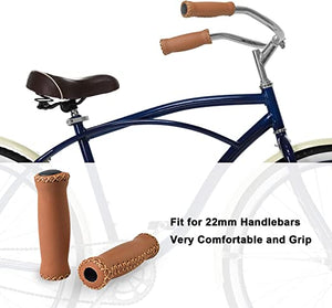 Endzone Vinyl Leather Hand Stitched Cruiser Grips -Live4Bikes