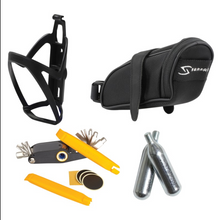 Load image into Gallery viewer, CK-5 Pro Start Combo Kit Flat Tire Repair Ready Kit - Co2 Multi tool Bag Bottle cage- Live4Bikes