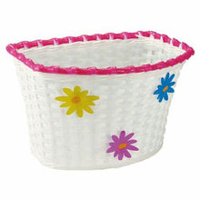 Load image into Gallery viewer, Synthetic Large White and Pink Kids Basket Handlebar Mount 16&quot; to 20&quot; -Live4Bikes