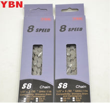Load image into Gallery viewer, YBN 8 Speed 1/2&quot; x 3/32&quot; 116 Links Chain MTB/Road