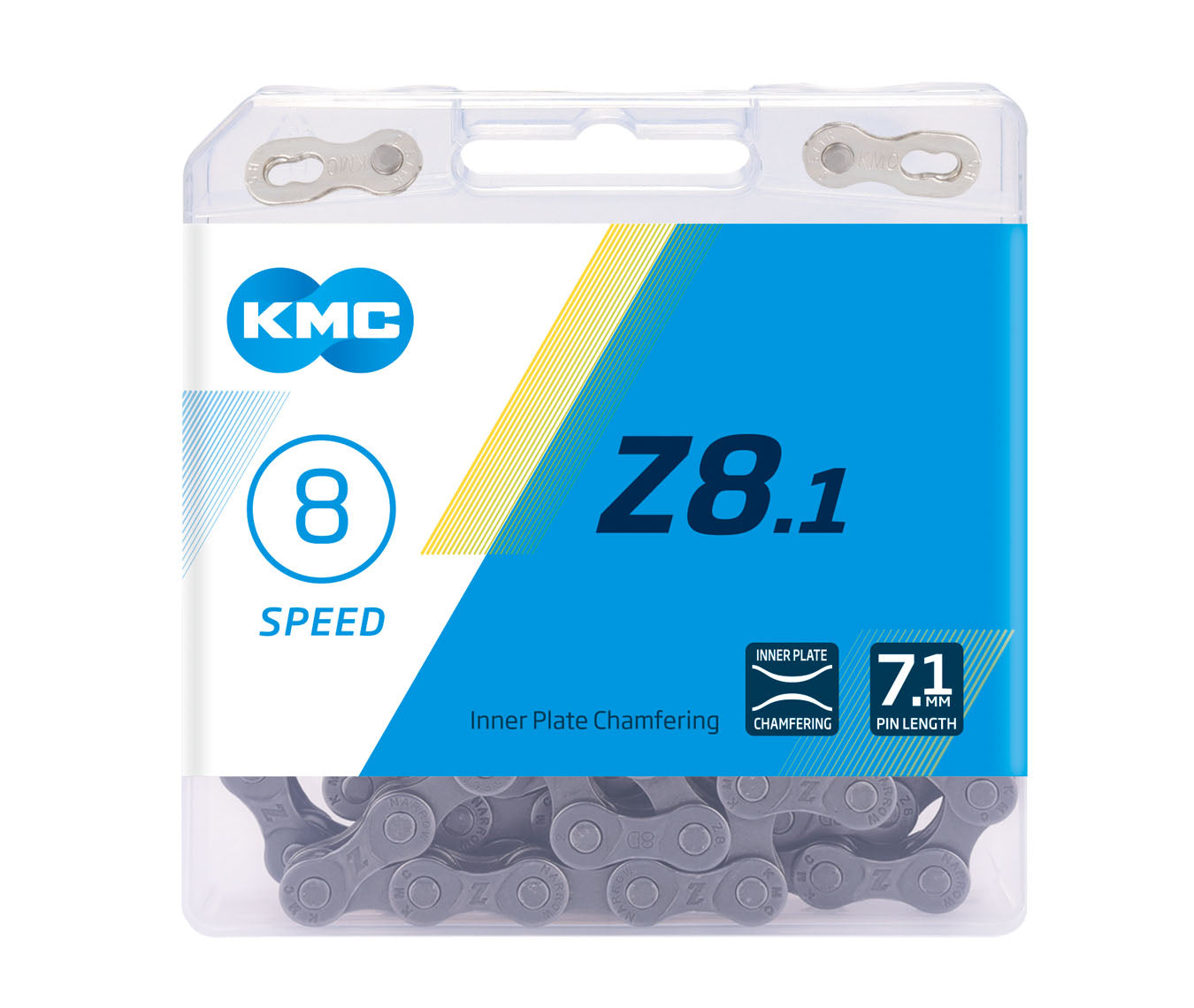KMC, Z8.1, Chain, Speed: 6/7/8, 7.1mm, Links: 116, Grey -Live4bikes