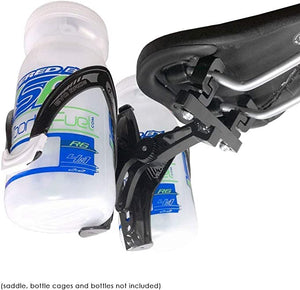 Dual Cage Holder Bottom of Seat Double Water Bottle Cage Mount Holder Cycling Triathlon or Time Trial Bikes Alloy Black