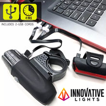 Load image into Gallery viewer, Infinity Front and Rear Bike Light Set USB Rechargeable 320 Lumens– Live4Bikes