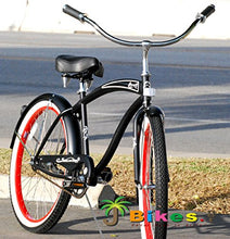 Load image into Gallery viewer, Micargi Rover Gx  Single Speed Beach Cruiser W/ Fenders Black / Red  -Live4Bikes
