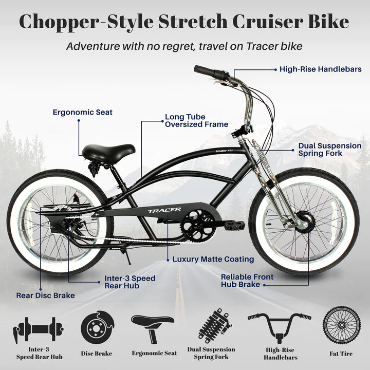 Tracer Master Chopper 2.0 Lowrider Stretch Cruiser 20 in